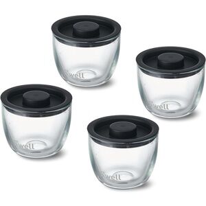S'well 12oz Glass Prep Bowl Set of 4, Black, Durable Tempered Glass